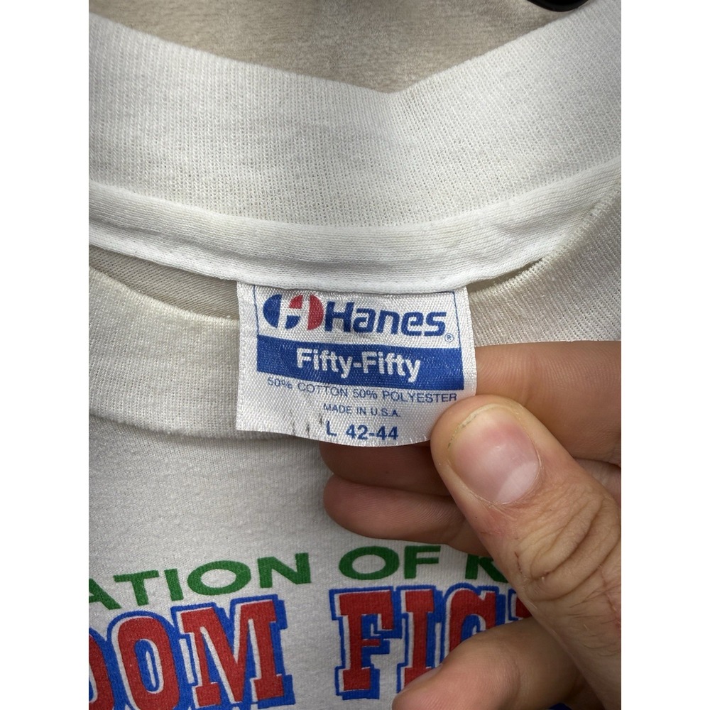 VTG 90s Desert Storm Freedom Fighters T-Shirt Mens Large Hanes 50/50 Made In USA - Picture 5 of 6